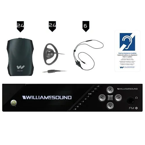 Williams AV FM 557-24 FM+ Large-Area Assistive Listening System Package with (24) R37 Receivers