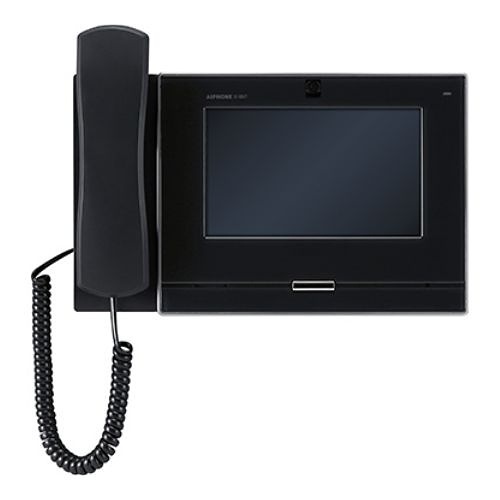 Aiphone IX-MV7-HB 7" Touchscreen IP Video Master Station, SIP Compatible, Privacy Handset, Includes Desk Stand, Black