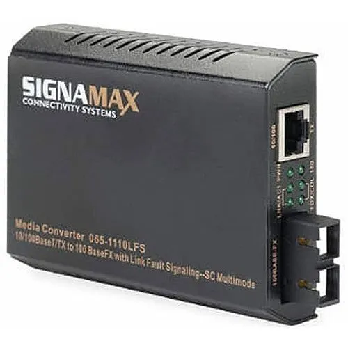 Signamax 065-1100 10/100BaseT/TX to 100BaseFX Media Converter ST/MM, km Span
