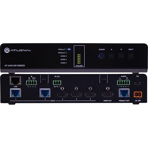 Atlona AT-UHD-SW-5000ED 4K/Ultra HD Five-Input HDMI/HDBaseT Switcher with Mirrored HDMI
