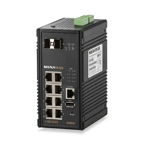Signamax FO-SI30040 I-300 8-Port Industrial Gigabit PoE+ Managed Switch