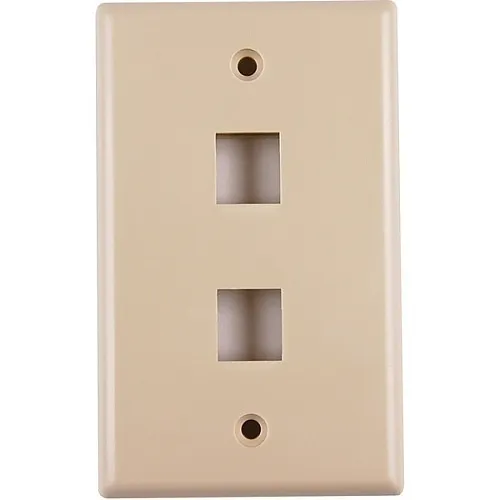 HellermannTyton FPDUAL-I 2-Port Standard Single Gang Faceplate, Ivory