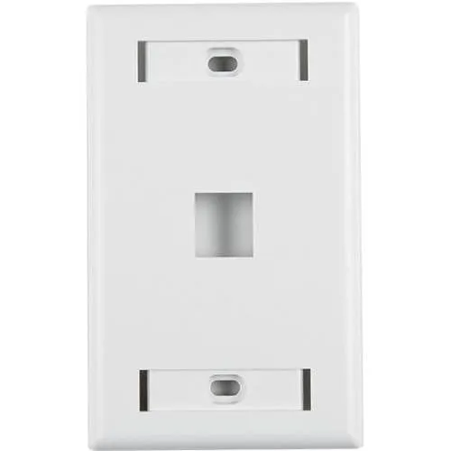 HellermannTyton FPISINGLE-W Single Gang 1-Port Faceplate with ID Windows, ABS 94V-0, White