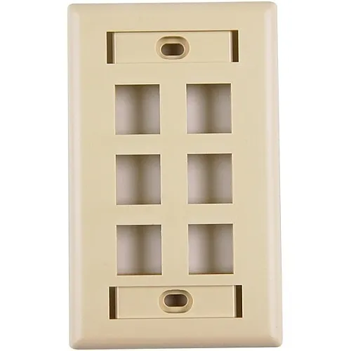 HellermannTyton FPISIX-I 6-Port Single Gang Faceplate with ID Windows, Ivory