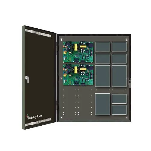 LifeSafety Power FPO150/250-2C83D8PE8M2/P16-A ProWire Mercury 16-Door 12A 12VDC 10A 24VDC 16 Lock and 24 AUX Distribution Outputs Access Control Power Supply, 30" x 36" x 6.5" Enclosure