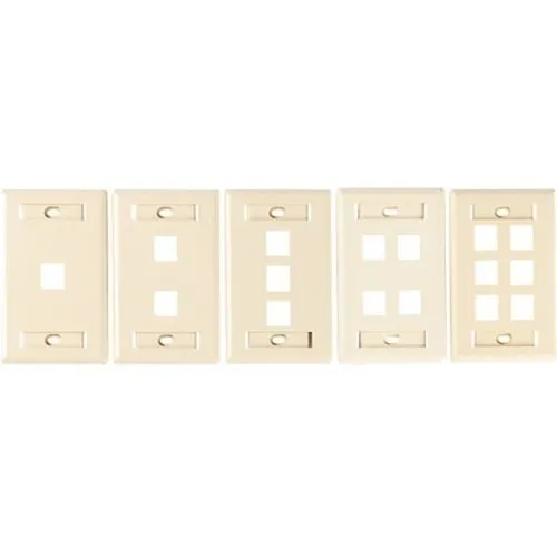 OCC FPSK0412 Single gang commercial faceplate, KMJ, 4-port, Bright White