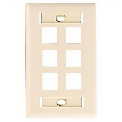 OCC FPSK0612 Single Gang 6-Port KMJ Faceplate (Bright White)