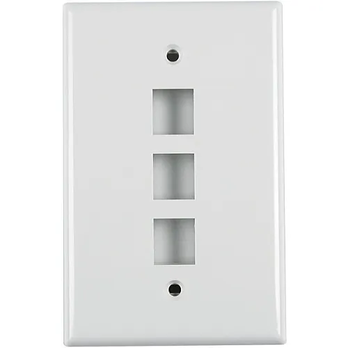 HellermannTyton FPTRIPLE-FW 3-Port Standard Single Gang Faceplate, Office White