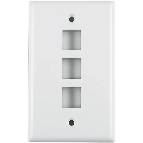 HellermannTyton FPTRIPLE-W 3-Port Standard Single Gang Faceplate, White