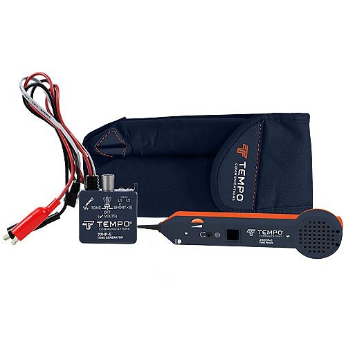 Tempo 701K-G Classic Tone and Probe Kit with Small Alligator Clips, RJ45n Coupler and Nylon Belt Pouch