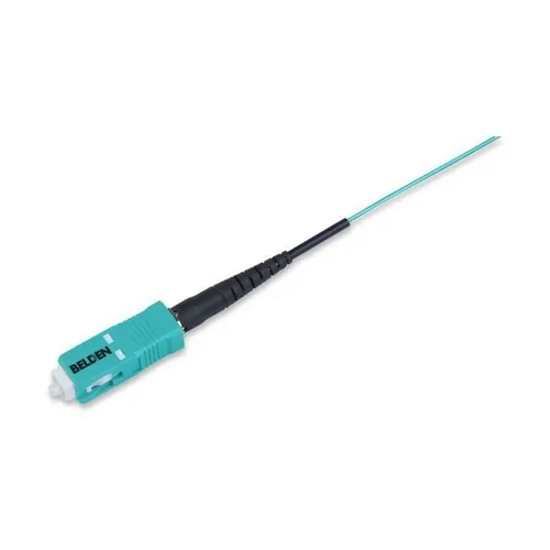 Belden FT3SC900FS01 FX Fusion Splice-On Connector, OM3-4 SC Simplex, 900µm Tight Buffer, Aqua
