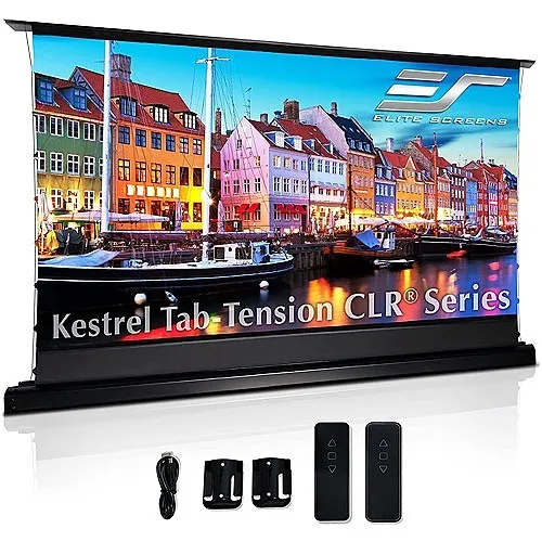 Elite Screens FTE121UH-CLR Kestrel Tab-Tension CLR Series 121" Floor-Rising Ambient Light Rejecting Projector Screen, StarBright CLR, 16:9