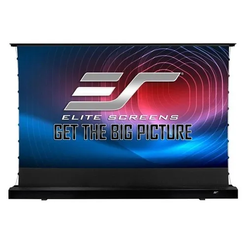 Elite Screens FTE122H3 Kestrel Tab-Tension 3 Series Electric Floor-Rising Projection Screen, CineWhite Screen Material, 122", Matte White