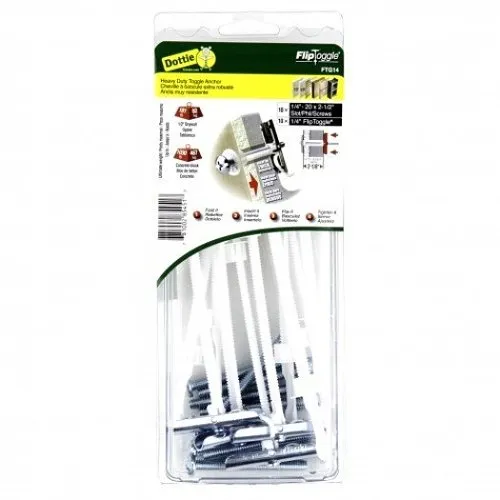 Dottie FTG14 1/4" Flip Toggle Anchor Kit with Pan Head Combo Drive Screws