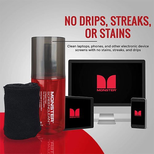 Vanco VME50017 Monster 6.7 oz. Spray Screen Cleaner Kit with Microfiber Cloth for Electronic Devices