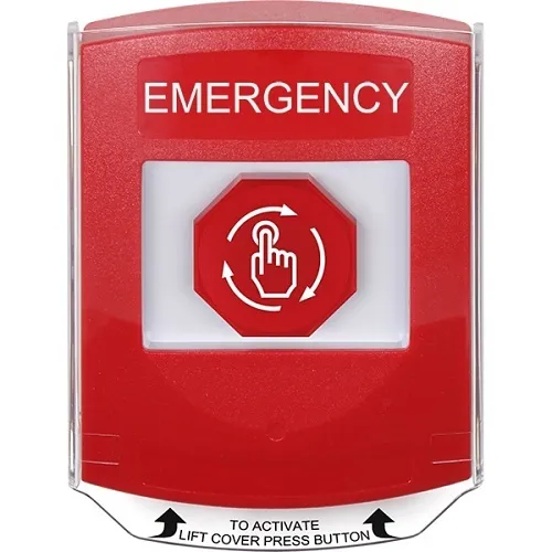 STI G3A029EM-EN G3 Series Multipurpose Push Button, No Camera, Shield Cover, Turn-to-Reset, EMERGENCY Label, English, Red