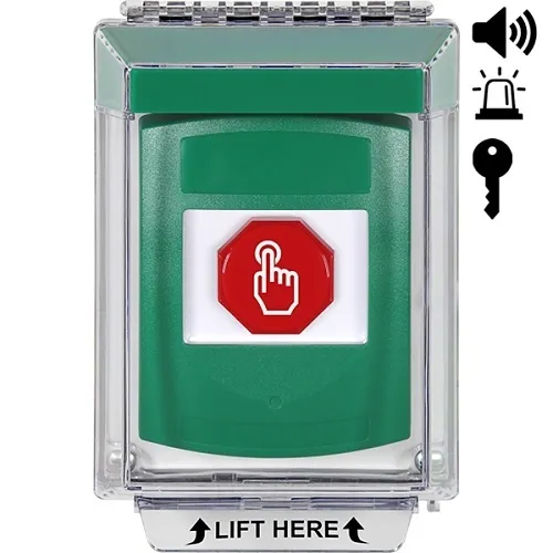 STI G3A142NT-EN G3 Multipurpose Push Button, No Camera, Flush Mount Cover with Sound, Key-to-Reset,' NO TEXT' Label, Green