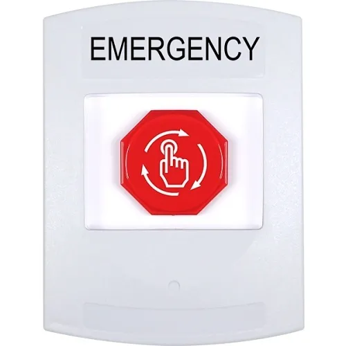 STI G3A309EM-EN G3 Multipurpose Push Button, No camera, No Cover, Turn-To-Reset, 'EMERGENCY' English Text, White