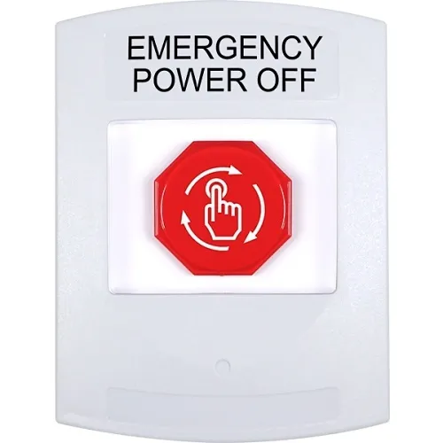 STI G3A309PO-EN G3 Series Multipurpose Push Button, No Camera, No Cover, Turn-to-Reset, EMERGENCY POWER OFF Label, English, White
