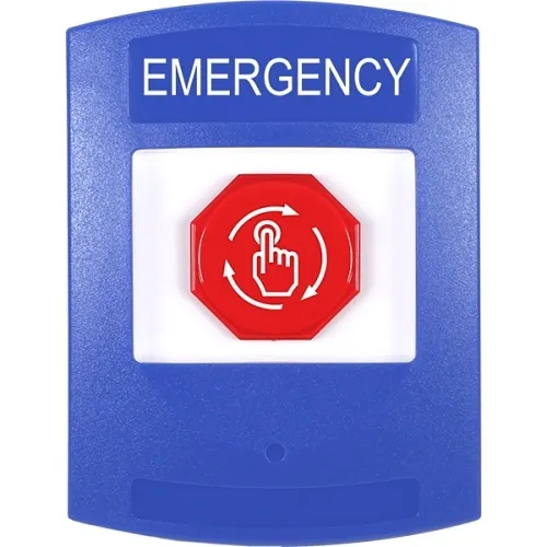 STI G3A409EM-EN G3 Series Multipurpose Push Button, No Camera, No Cover, Turn-to-Reset, EMERGENCY Label, English, Blue