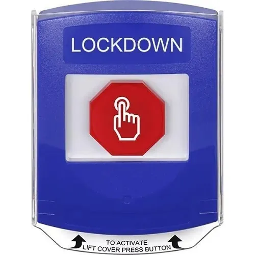 STI G3A425LD-EN Global Reset Momentary with Shield, 'LOCKDOWN', Blue