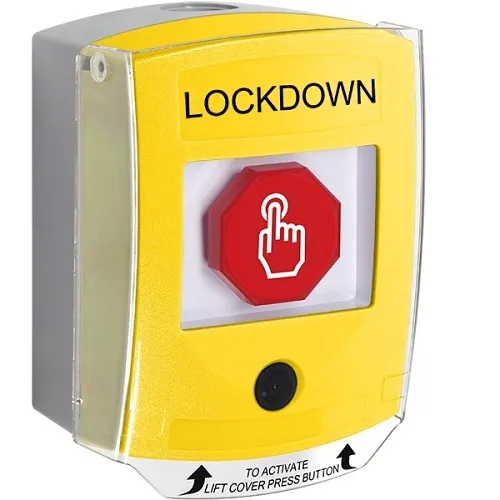 STI G3C225LD-EN G3 Multipurpose Push Button with Camera and Back Box, Shield, Momentary, 'LOCKDOWN' English Text, Yellow