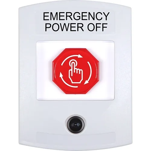 STI G3C309PO-EN G3 Multipurpose Push Button with Camera, No Cover, Turn-To-Reset, EMERGENCY POWER OFF, English, White