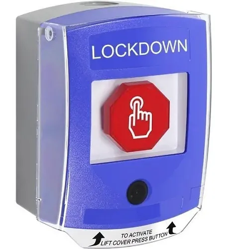 STI G3C425LD-EN Global Reset Momentary with Shield and Camera, 'LOCKDOWN', Blue