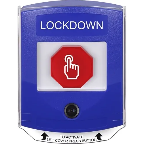 STI G3C4A2LD-EN G3 Multipurpose Push Button with Camera, Shield with Sound, Key-To-Reset, LOCKDOWN, English, Blue