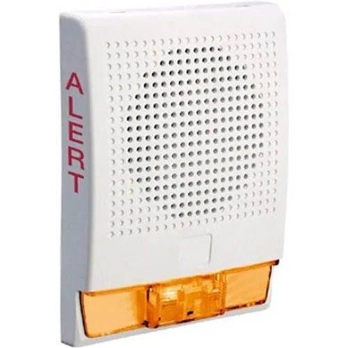 Edwards Signaling G4HFWA-S2VMA Genesis 25V High Fidelity Speaker / Strobe, "FIRE" Marking, Amber Lens, Selectable Candela, White