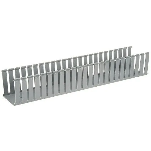 Panduit G4X4LG6 Panduct PVC Wide Slot Wiring Duct, Mounting Holes 4"x  4", 6' Long, Light Gray