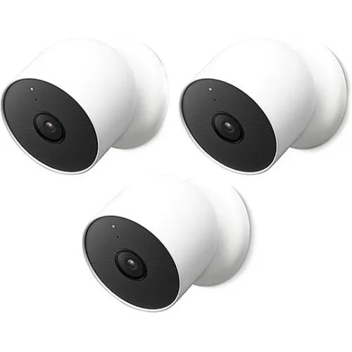 Google Nest Cam Battery Pro, Indoor/Outdoor Battery Powered Network Camera, 3-Pack, White (GA02077-US)
