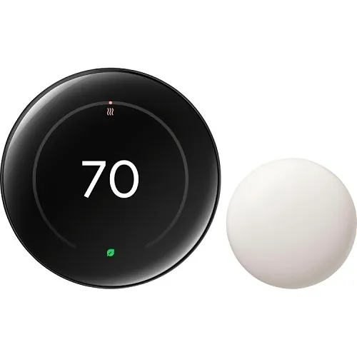 Google Nest Learning Thermostat (4th Gen) with Nest Temperature Sensor (2nd Gen), Polished Silver (GA05560-US)