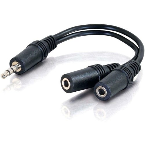 C2G CG40426 Value Series One 3.5mm Stereo Male to 3.5mm Stereo Female Y-Cable, 0.5' (0.15m)