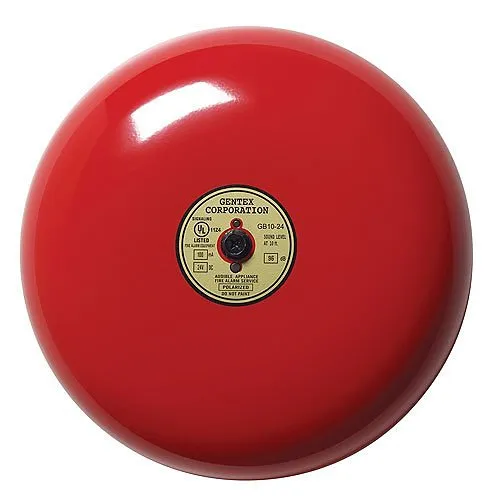 Gentex GB6-120 6" Fire Alarm Bell, 85 dBA at 10 feet, Red Metal Finish