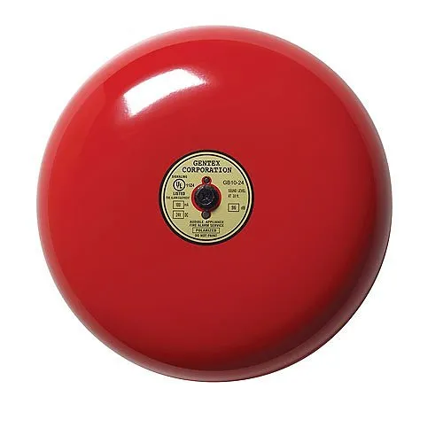 Gentex GB6-24 6" Fire Alarm Bell, 85 dBA at 10', Red Metal Finish