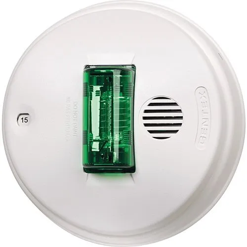 Gentex GCSG24PCR Low Profile Ceiling Mount Evacuation Strobe, 24V DC, 15/150 Candela, No Marking, Green Lens, Red