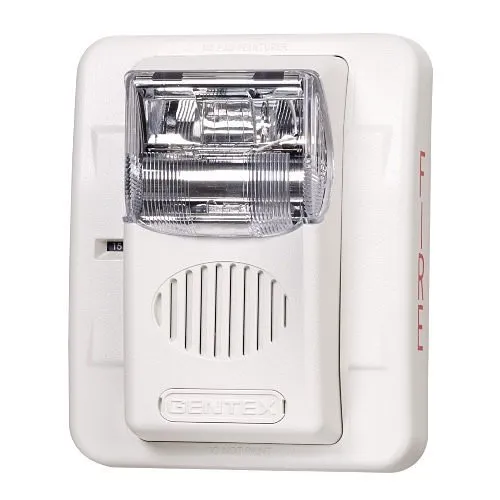 Gentex GEC24-15/75PWW Low Profile Evacuation Horn/Strobe, No Marking, 15/75CD, Wall Mount, White Faceplate