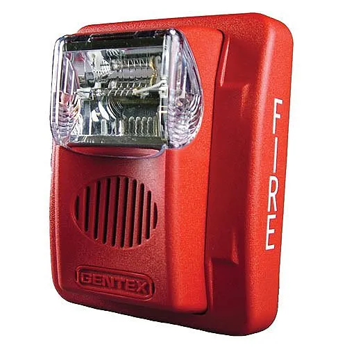 Gentex GEC24-15/75WR 24VDC Horn Strobe with 15/75CD Strobe Candella, Wall Mount, Red Faceplate