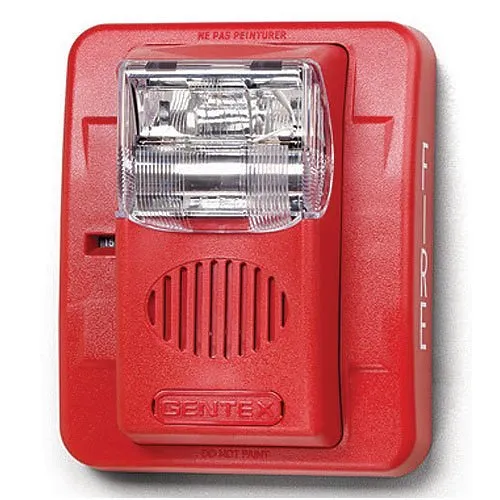 Gentex GEC3-24PWR GEC3-24 Commander3 Series Horn/Strobe, Selectable Candela Strobe, Wall Mount, PLAIN (no lettering), Red Faceplate