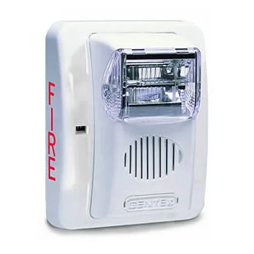 Gentex GEC324PWW GEC3-24 Commander3 Series Horn/Strobe, Selectable Candela Strobe, Wall Mount, PLAIN (no lettering), White Faceplate