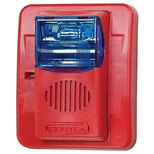 Gentex GECB24-PWB Fixed Candela Evacuation Horn/Strobe, 24VDC, No Marking, Blue Lens