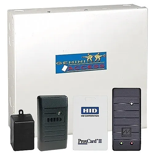 Napco GEM-1DKITA Gemini Series Access Panel HID Type Kit with GEM-PROX Module, Power Supply, GEM-H1326 HID Reader and 25-HID Access Prox Cards