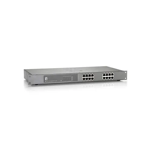 LevelOne GEP-1622 16-Port Gigabit PoE Plus Rack Mounatble Switch, 19", 480W