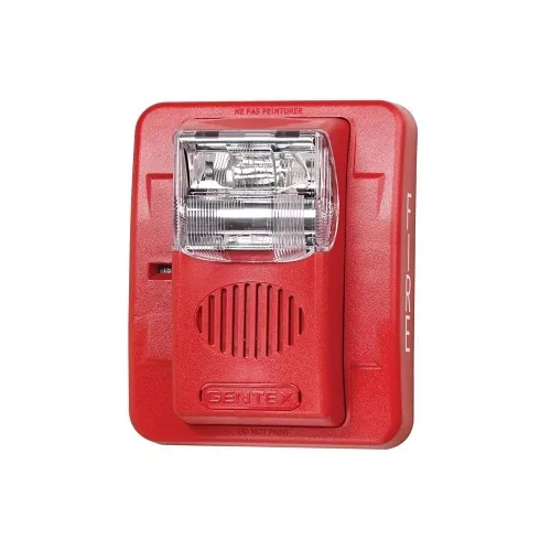 Gentex GES3-12PWR Commander3 Series Selectable Candela Low Profile Evacuation Strobe, 12V DC, 15/75 cd, Red