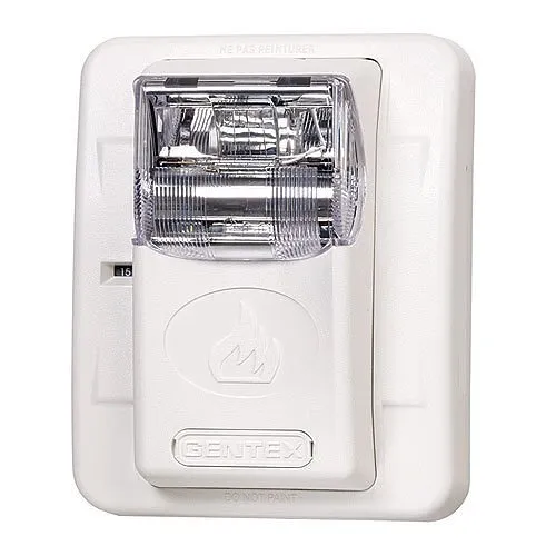 Gentex GES3-12PW Commander3 Series Strobe Only, Selectable Candela Strobe, Wall Mount, PLAIN (no lettering), White Faceplate
