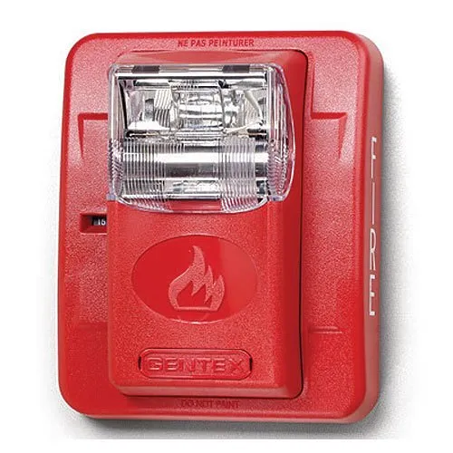 Gentex GES3-12WR Commander Series Strobe Only, Selectable Candela Strobe, Wall Mount, Red Faceplate
