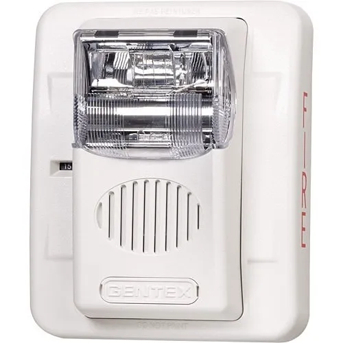 Gentex GES3-12WW GES3 Series Low Profile Evacuation Strobe, Selectable Candela, Wall Mount, White