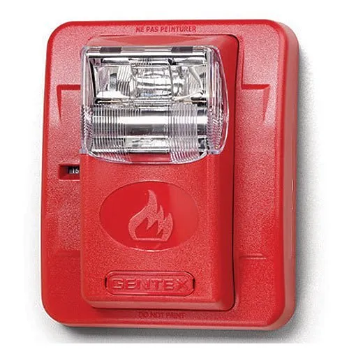 Gentex GES3-24PWR GES3-24 Commander3 Series Strobe Only, Selectable Candela Strobe, Wall Mount, PLAIN (no lettering), Red Faceplate