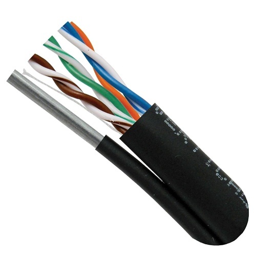 OmniCable 059-497/MESG CAT5e 24/4 Solid Bare Copper LLDPE Jacket Outdoor Messenger Cable, 1000', Black